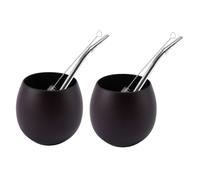 2X Yerba Gourd Mate Tea Set in Legno Fatto A Mano in Legno Naturale Coffee 4496