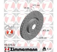 2x Disco freno ventilazione interna 110.2215.52 ZIMMERMANN per LANCIA ALFA ROMEO