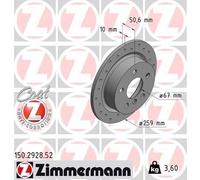2x ZIMMERMANN 150.2928.52 Disco freno Posteriore per MINI Hatchback (F56) 259mm