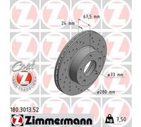 2x ZIMMERMANN 180.3013.52 Sport Coat Z Disco freno Anteriore 280mm