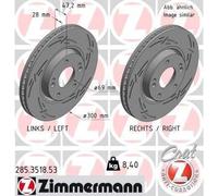 2x ZIMMERMANN 285.3518.53 Disco freno Anteriore per HYUNDAI ix35 (LM, EL, ELH)