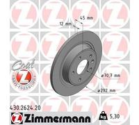 2x ZIMMERMANN 430.2624.20 Coat Z Disco freno Posteriore per OPEL ASTRA J 292mm