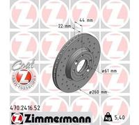 2x ZIMMERMANN 470.2416.52 Sport Coat Z Disco freno Anteriore 260mm