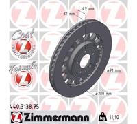 2x ZIMMERMANN Dischi Freno Asse Ant. Adatto A per Peugeot 308 II