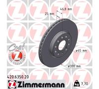 2x ZIMMERMANN Disco Freno Anteriore Interno Ventilato Ø300mm per MG ZS32