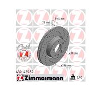 2x Disco freno ventilazione interna 430.1465.52 ZIMMERMANN per OPEL OMEGA B