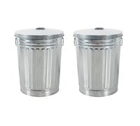 2x Zinco Bidone Della Spazzatura con Coperchio 58 L Argento Immondizie Zinktonne