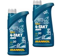 15x1 Litro Mannol 4-Takt Agro SAE 30 olio motore 7203 Api Sl Jaso Ma / MA2
