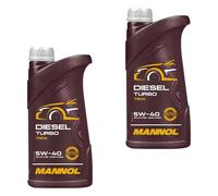 2x1 Litro mannol Diesel Turbo 5W-40 olio motore Acea A3/B4 Jaso MA2 MB VW