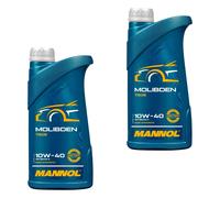 2x1 Litro mannol Molibden 10W-40 olio motore Api Sn / CH-4 Semi-Synthetic