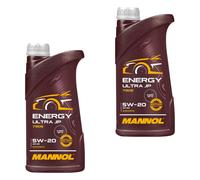 2x1 Litro mannol olio motore Energia Ultra JP 5W-20 Api Sn Ilsac GF-5 Acea C5