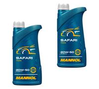2X1 Litro MANNOL Safari 20W-50 Olio Motore API SL/CF Engine Oil