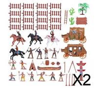 2x1 Set Cowboys And Indians Figure in Plastica Accessori Da Gioco Giocattoli per