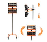 2x1000W Asciugatore a Infrarossi per Vernice con Lampada di Indurimento Posteriore Mobile per Riparazione della Carrozzeria con Supporto per Cabine di Verniciatura Auto per Asciugatura Locale e di