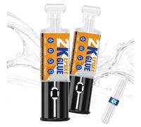 2x25 ml Trasparente Colla Bicomponente Epossidica Extra Forte | Colla Epossidica Bicomponente e Colla Epossidica - per Metallo, Plastica, Vetro, Legno, Ceramica - con Stantuffo - Int/Est