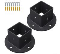 2x2in metallo recinzione palo base flangia nero 2 pezzi