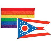 2x3 Gay Pride Arcobaleno & Stato Ohio 2 Confezione Bandiera Ingrosso Combo 2'x3'