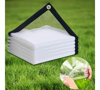 2x4 m Telo Impermeabile Esterno Trasparente occhiellato, 100 μm Teloni Copritutto da Esterno Plastica Trasparenti, Telone PE Impermeabile Antivento Antipioggia, per Gazebo, Giardino, Balcone