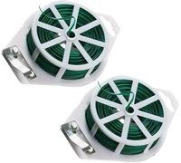2x40 mFilo per Piante, Filo per Rilegatura Verde con taglierina Integrata attrezzi da giardinaggio, fascette fermacavi, 2 rotoli di filo di plastica verde Filo per Piante Rampicanti 2309013