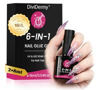2X8ml Colla Unghie UV Gel 6 in 1 Professionale, Colla per Unghie Finte Extra Forte e Trasparente, 2X8ml Gel Glue Nails UV per Ricostruzione, Nail Glue Gel UV a Lunga Durata