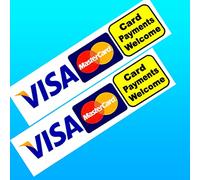 2XCard Pagamenti Benvenuto 150x40mm Ogni Carta di Credito Vinile Sticker Shop Taxi (2X Immagine)