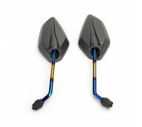 2xCoppia 10mm Specchietti Retrovisori Specchi Moto Scooter Custom Blu DX+SX