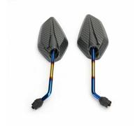 2xCoppia 10mm Specchietti Retrovisori Specchi Moto Scooter Custom Blu DX+SX H7