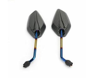 2xCoppia 10mm Specchietti Retrovisori Specchi Moto Scooter Custom Blu DX+SX H7