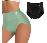 2XK-NOV Mutande Contenitive Donna Cotone Pancia Piatta, Slip Vita Alta Modellante, Pancera Contenitiva Donna ((IT, Testo, XXL, Regular, Regular, 2, Nero+Verde)