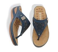 2XK-NOV Sandali Donna Estive Commode, Infradito Massaggianti, Ciabatte con Chiusura a T da Spiaggia Bohémien (Blu, Adulto, 39, Numero, Sistema Taglie Calzature EU, Media)