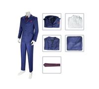 (2XL) Costume da uomo per Halloween, stile Haunting In A Venice, elegante abito a righe blu