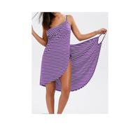 (2XL,purple)Women's Front Cross Wrap Open Back Summer Beach Dresses V Neck Long Sleeve Spaghetti Strap Sling Dress