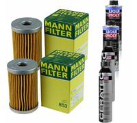 2xMANN-FILTER Ölfilter-h 53+2xLiqui Moly pro-Line Lavaggio Motore / 2x Cera Tec