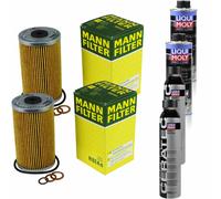2xMANN-FILTER Ölfilter-h 614 N + 2xLiqui Moly pro-Line Lavaggio Motore / 2x Cera