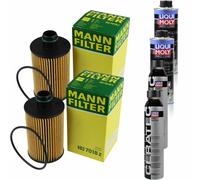 2xMANN-FILTER Ölfilter-hu 7018 Z + 2xLiqui Moly pro-Line Lavaggio Motore / 2x