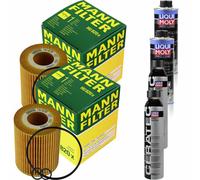 2xMANN-FILTER Ölfilter-hu 820 X+ 2xLiqui Moly pro-Line Lavaggio Motore / 2x Cera