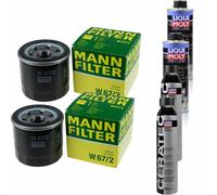 2xMANN-FILTER Ölfilter-w 67/2 + 2xLiqui Moly pro-Line Lavaggio Motore / 2x Cera