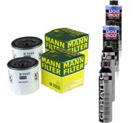 2xMANN-FILTER Ölfilter-w 7050+2xLiqui Moly pro-Line Lavaggio Motore / 2x Cera