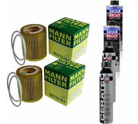 2xMANN Ölfilter-hu 711/4 X+ 2xLiqui Moly pro-Line Lavaggio Motore / 2x Cera Tec