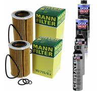 2xMANN Ölfilter-hu 715/6 X+ 2xLiqui Moly pro-Line Lavaggio Motore / 2x Cera Tec