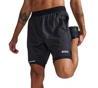 2XU Aero 2-in-1 7" Shorts Pantaloncini, Nero/Argento Riflettente, XS Uomo