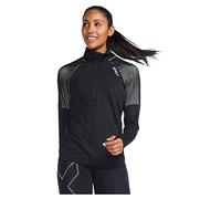 2XU Light Speed 1/2 Zip Maglietta a Maniche Lunghe, Nero/Argento Riflettente, XL Donna