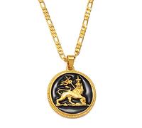 3.1 Cm Collana Con Ciondolo Leone Etiope Per Donna Uomo Il Leone Di Giuda Gioielli Ciondoli Articoli Etnici Africani Potere Magia Mappa Dell'Africa Collana Totem Regalo Di Nozze,Colore Oro,60 Cm O 23