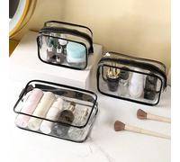 3/1 pezzo Borsa da toilette - Borsa per trucchi trasparente impermeabile da 1 litro, grande e piccola, borsa da viaggio per trucchi, per uomo e donna, può essere portata in aereo L,M,S,S+M+LCloruro di