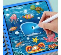 3/1 pezzo Libro da disegno magico riutilizzabile con pennello di colore casuale, libro di attività per disegnare 3 libri a caso,Principessa magica (con penna),Mondo animale (con penna),Parco dei dinos