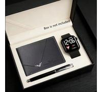 3/1 pezzo Orologio digitale sportivo casual alla moda con display LED, adatto per ragazzi, abbinato a portafoglio multifunzione e penna a sfera pratica, adatto per uso quotidiano dei ragazzi, perfetto