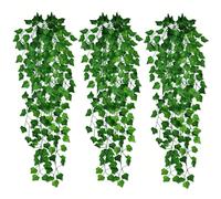3/1 pezzo Pianta artificiale Eucalipto finto Rattan Pianta verde artificiale appesa, Foglie di edera finte Decorazione, Piante verdi appese finte Interno Esterno Anti-UV Per Casa Soggiorno Cucina Deco