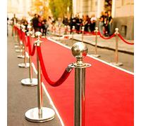 3-10ft Crowd Control Stanchion Ropes with Hooks Hanging Stand Divider for Indoor/Outdoor/Concerts,2pcs Red Barrier Rope Velvet Stanchion Rope(Length 215cm/7ft)