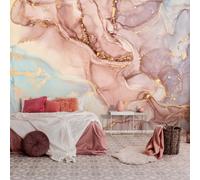 3.12x2.19 M Carta da Parati Murale Rosa Blu Oro Marmo Camera Letto Decorazione