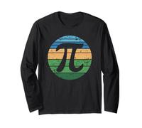 3.14 Pi Retro Sunset Pi Day per Gli Appassionati di Matematica Studente Insegnante Maglia a Manica